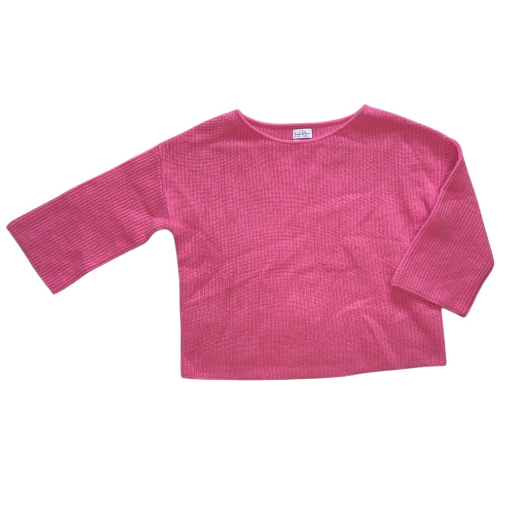 Nicole Miller Pink Merino Wool and Cashmere 3/4 Sleeve Knit Sweater - Picture 2 of 10